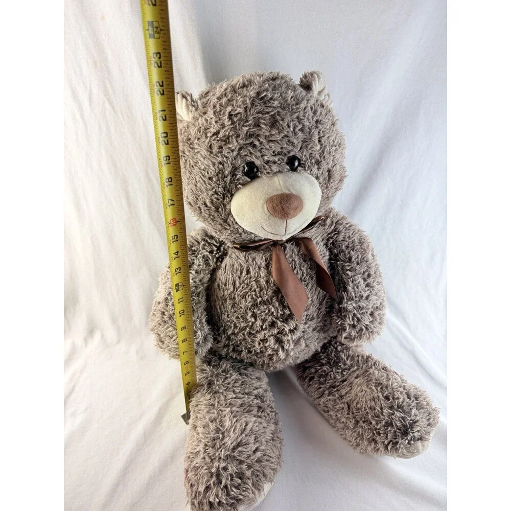 Large Brown Teddy Bear Plush Stuffed Animal 22” Soft Fuzzy Cuddly Bear With Bow